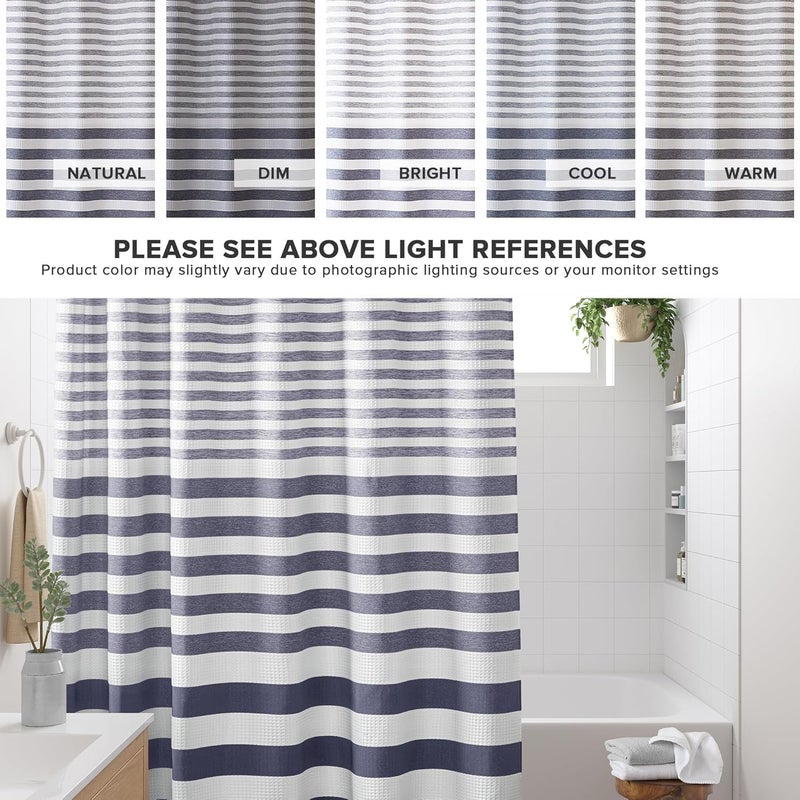 madison park Shower Curtain Spa Waffle Weave Shower Curtain for Bathroom 3M Scotchgard Moisture Management, Spa Quality Modern Shower Curtains for Bathroom, Standard: 72x72 Blue Ombre - Image 4