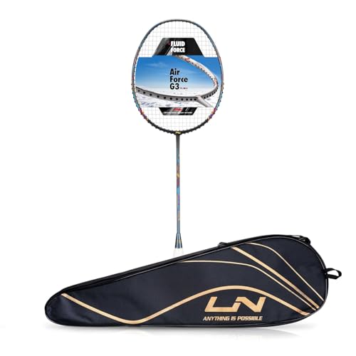 Li-Ning Air-Force 79 G3 Carbon Fibre Badminton Racket for Adults | Premium Shuttle Racquet with Protective Full Cover | Expertly Strung for Maximum Power | Ergonomic Grip Handle | Charcoal/Grey/Blue - Image 1