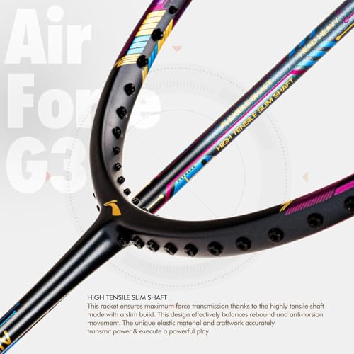 Li-Ning Air-Force 79 G3 Carbon Fibre Badminton Racket for Adults | Premium Shuttle Racquet with Protective Full Cover | Expertly Strung for Maximum Power | Ergonomic Grip Handle | Charcoal/Grey/Blue - Image 5