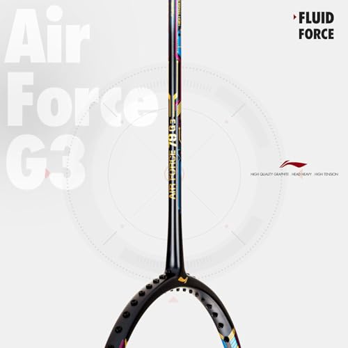 Li-Ning Air-Force 79 G3 Carbon Fibre Badminton Racket for Adults | Premium Shuttle Racquet with Protective Full Cover | Expertly Strung for Maximum Power | Ergonomic Grip Handle | Charcoal/Grey/Blue - Image 3