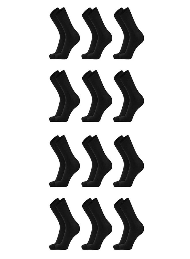 MUKHAKSH (Pack of 12 Pairs = 24 School Socks Boys Cotton Lycra Black Calf Length School Socks