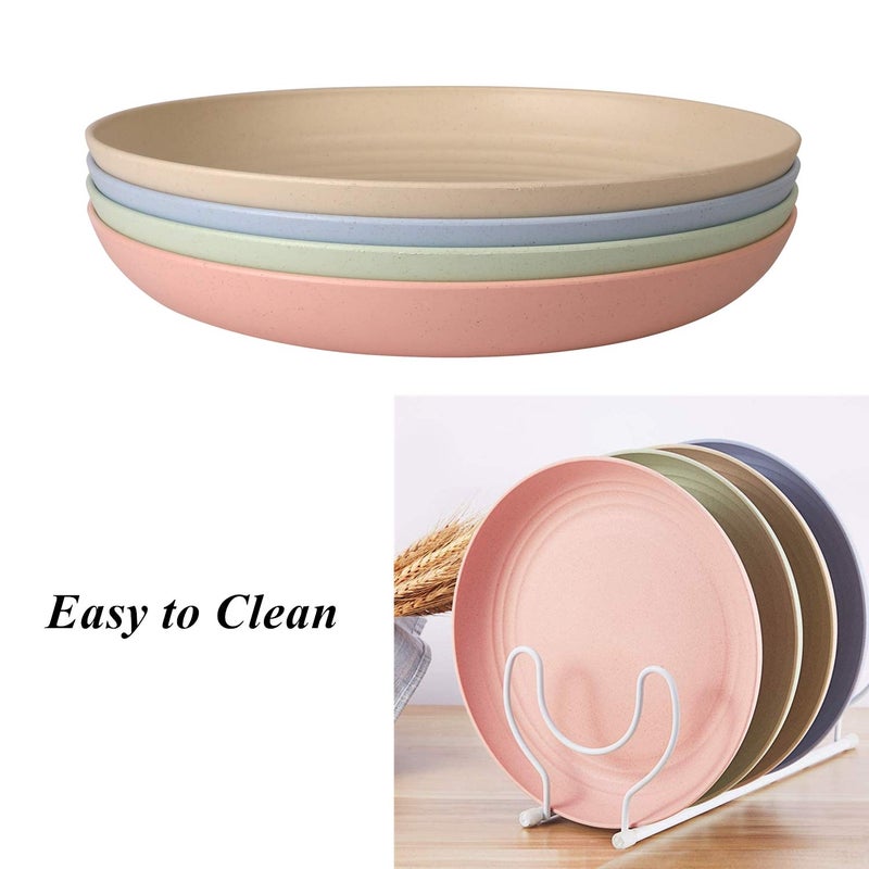 CAMBUY Wheat Straw Plates Lightweight Unbreakable Dinner Dishes Plates Set Dishwasher & Microwave Safe (Large 4 Pack 8') - Image 4