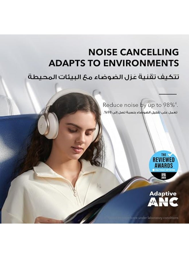 ساوند كور Renewed - soundcore by Anker, Space One - Adaptive Active Noise Cancelling Headphones, Enhanced Human Voice Reduction, 40H ANC Playtime, LDAC Hi-Res Wireless Audio, Comfortable Fit, Bluetooth 5.3, App Control Latte cream - Image 5