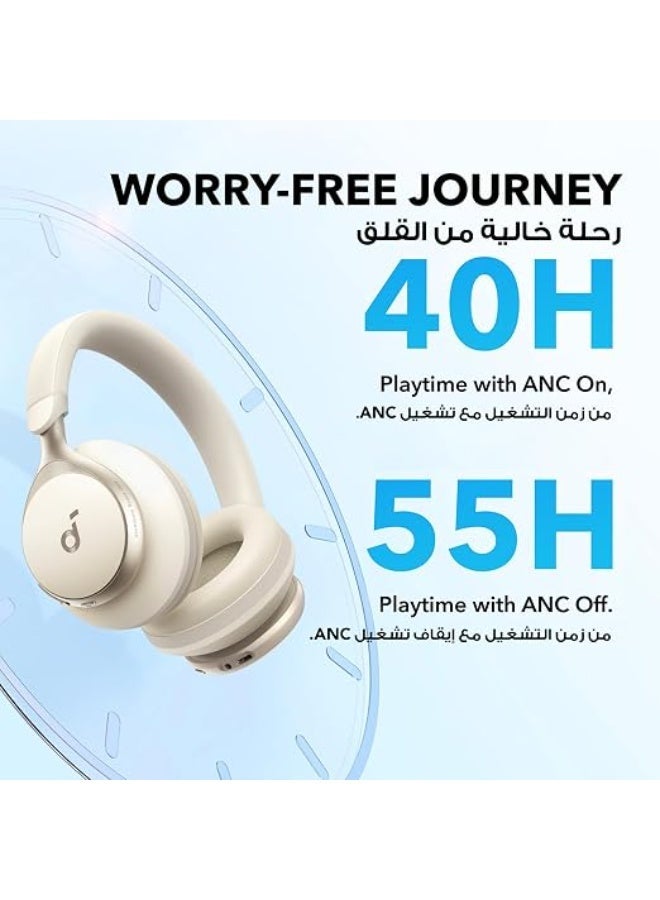 ساوند كور Renewed - soundcore by Anker, Space One - Adaptive Active Noise Cancelling Headphones, Enhanced Human Voice Reduction, 40H ANC Playtime, LDAC Hi-Res Wireless Audio, Comfortable Fit, Bluetooth 5.3, App Control Latte cream - Image 3