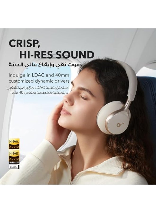 ساوند كور Renewed - soundcore by Anker, Space One - Adaptive Active Noise Cancelling Headphones, Enhanced Human Voice Reduction, 40H ANC Playtime, LDAC Hi-Res Wireless Audio, Comfortable Fit, Bluetooth 5.3, App Control Latte cream - Image 4