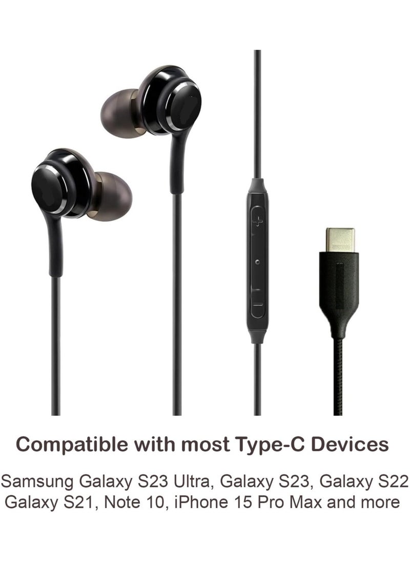 MMG - Earbuds for Samsung Galaxy S23 Ultra, Galaxy S23, Galaxy S22, Galaxy S21, Note 10, iPhone 15 Pro Max - Original USB Type C in-Ear Earbud USB C Headphones with Remote & Mic - Image 1