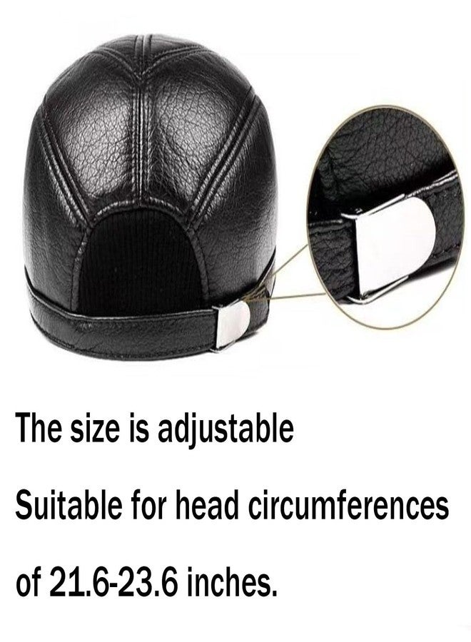 acdiac Genuine Leather Baseball Cap for Men with Ear Flaps,Winter Warm Cowhide Baseball Hat for Outdoor As Driving,Hunting,Climbing (Black) - Image 5