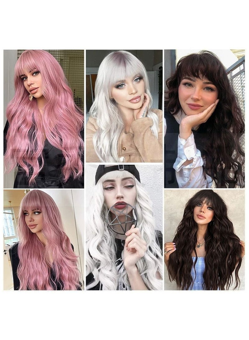 إستيل شعر مستعار طويل مجعد أوروبي وأمريكي من إيستيل ، مموج من الألياف الأنثوية بغطاء رأس كامل ، بني - Image 2