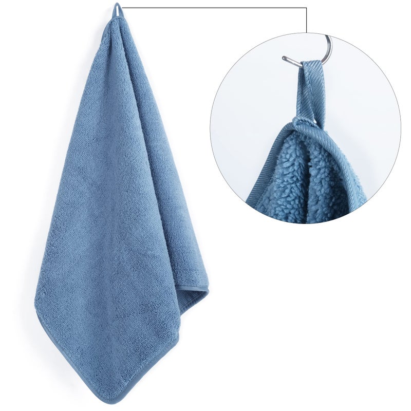 POLYTE Quick Dry Lint Free Microfiber Hand Towel  16 x 30 in  Set of 4 (Blue) - Image 5