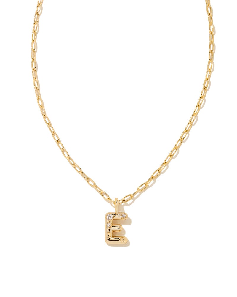 Kendra Scott Crystal Letter E Short Pendant Necklace, 14k Gold-Plated Brass, Fashion Jewelry for Women - Image 1