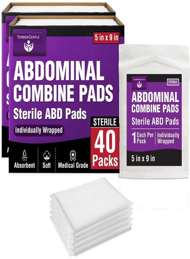 TenderGentle Combine ABD Pads 5x9-2 Packs of 40 Sterile Abdominal Pads for Large Wounds - Wound Dressings Used for Bleeding, Padding, Moisture Barrier, and More - Image 1