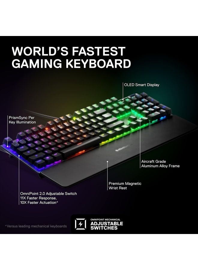 steelseries Apex Pro USB Mechanical Gaming Keyboard – Adjustable Actuation Switches – World's Fastest Mechanical Keyboard – OLED Smart Display – RGB Backlit - Image 3