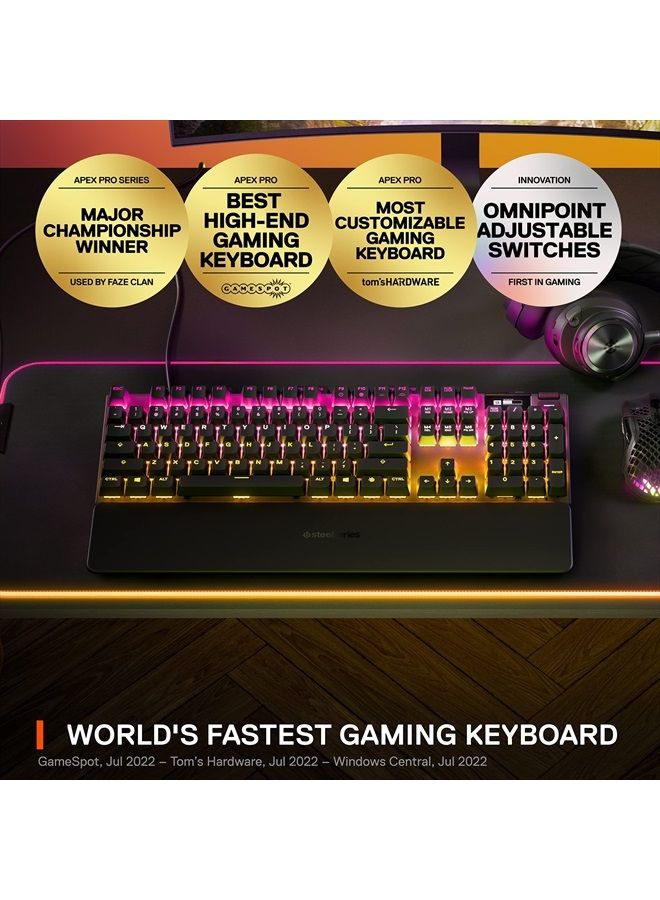 steelseries Apex Pro USB Mechanical Gaming Keyboard – Adjustable Actuation Switches – World's Fastest Mechanical Keyboard – OLED Smart Display – RGB Backlit - Image 4
