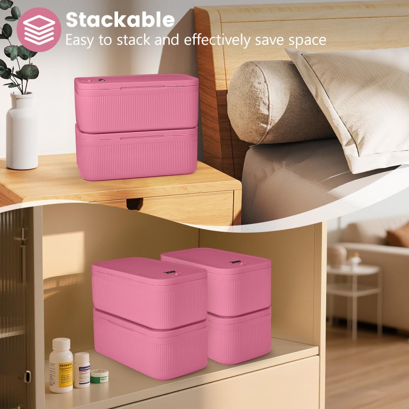 Seggmntree Small Lock Box,Lockable Storage Box with Combination Code for Medication Safe, Medicine Lock Box for Pills/First Aid Kits/Food/Snack Phone Jail,Locked Container for Home/Fridge/Office/School(Pink) - Image 5