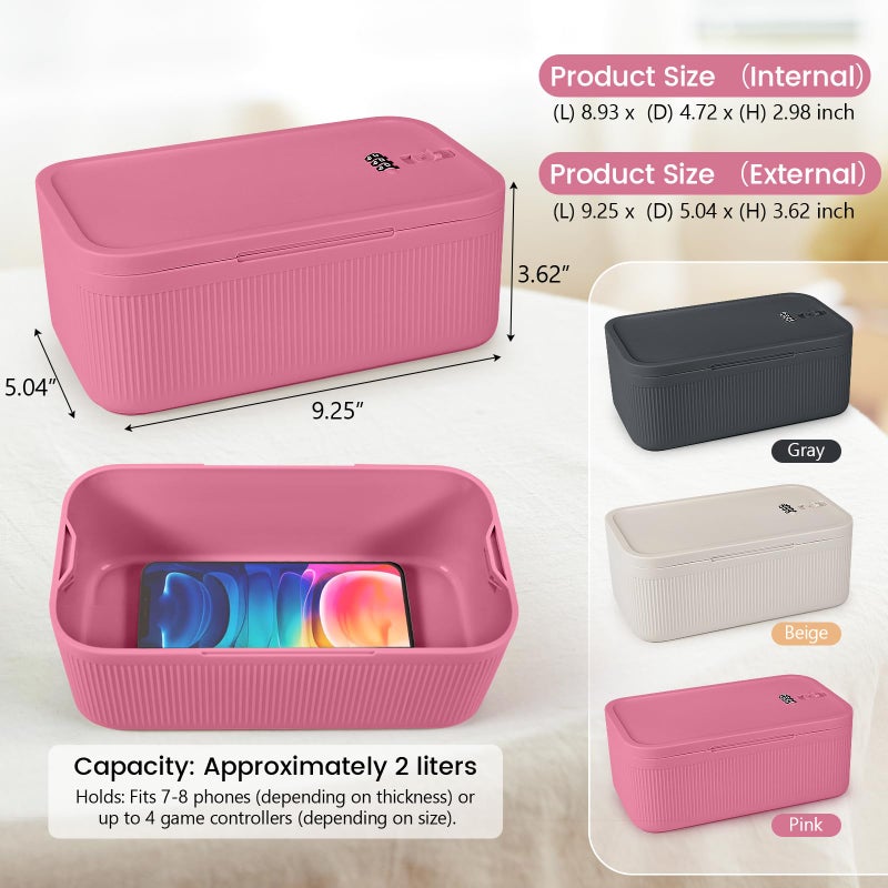Seggmntree Small Lock Box,Lockable Storage Box with Combination Code for Medication Safe, Medicine Lock Box for Pills/First Aid Kits/Food/Snack Phone Jail,Locked Container for Home/Fridge/Office/School(Pink) - Image 2