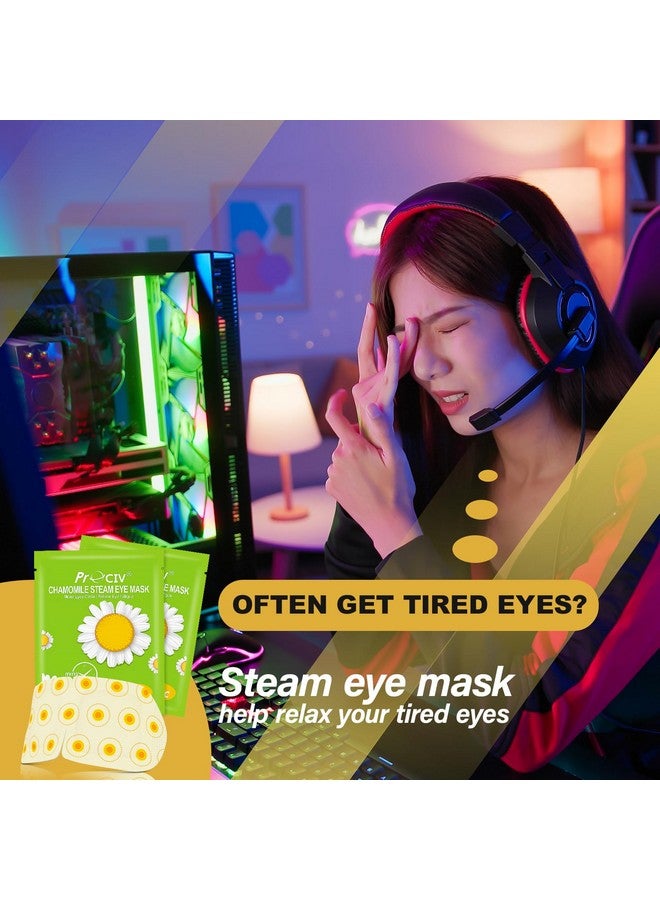 ProCIV 16 Packs Eye Masks For Dark Circles And Puffiness Disposable Soothing Headache Relief Dry Eyes Stress Relief Relief Eye Fatigue Steam Eye Masks (Chamomile) - Image 2