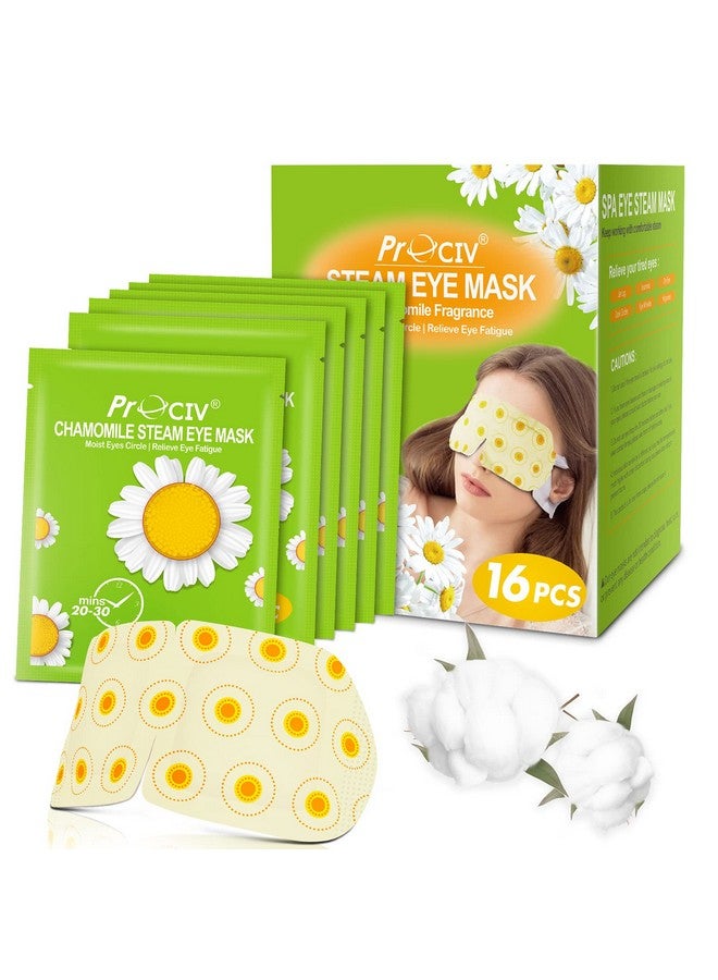 ProCIV 16 Packs Eye Masks For Dark Circles And Puffiness Disposable Soothing Headache Relief Dry Eyes Stress Relief Relief Eye Fatigue Steam Eye Masks (Chamomile) - Image 1