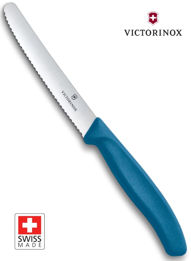 Victorinox Swiss Classic Tomato and Table Knife 11 cm, Wavy Edge, Blue