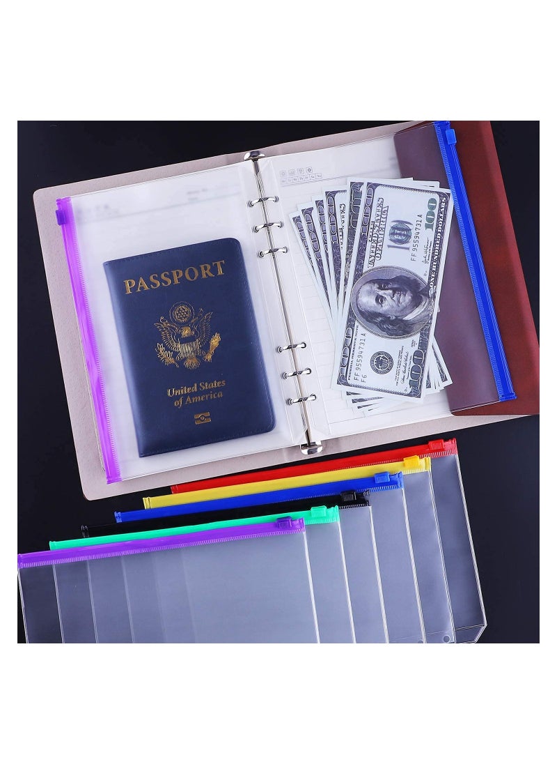 SYOSI 12 Pcs Binder Pockets A5 Size 6 Holes Zipper Binder Pouch Folders for 6 Ring Notebook Binder Loose Leaf Bags, Waterproof PVC Pouch Document Filing Bags, Multicolor  - Image 5