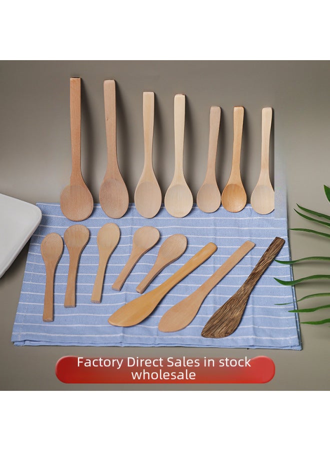 Natural Log Small Spoon Disposable Spoon Honey Spoon Jam Spoon Medicine Spoon Small Wooden Spoon Ice Cream-Color:The Small Tip Of Lotus Wood Is Not Painted 13*2.8cm  - Image 2