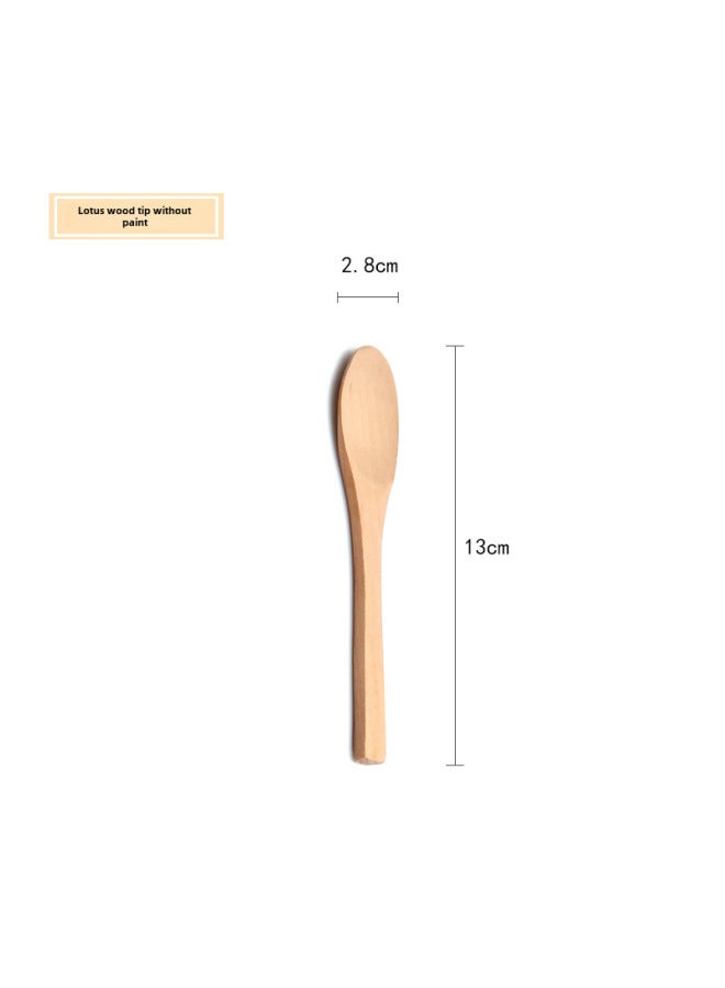 Natural Log Small Spoon Disposable Spoon Honey Spoon Jam Spoon Medicine Spoon Small Wooden Spoon Ice Cream-Color:The Small Tip Of Lotus Wood Is Not Painted 13*2.8cm  - Image 1