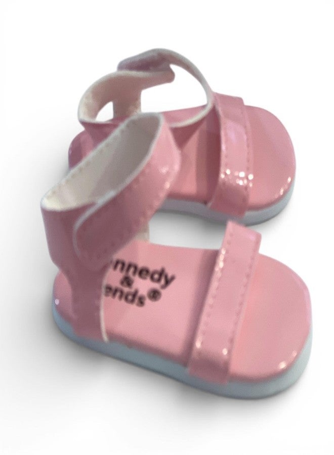 MBD 18 Inch Doll Sandals for Kennedy and Friends Dolls and Other 18 Inch Dolls (Pink Shiny) - Image 1
