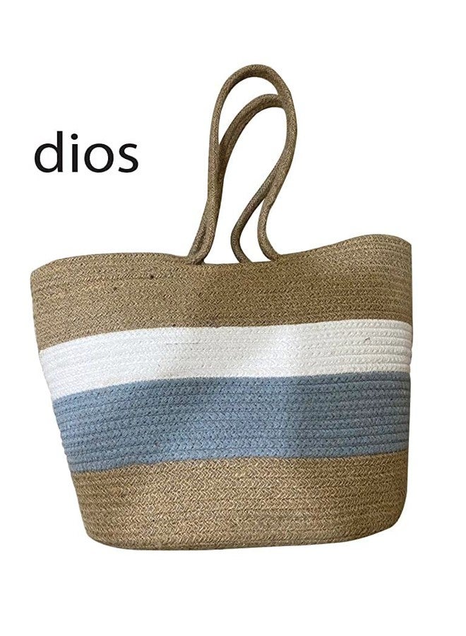 DIOS Jute Cotton Hand Bag | Women's Tote Shoulder Bag with Rope Handles - Pack of 1 (Design - 1) - Image 2