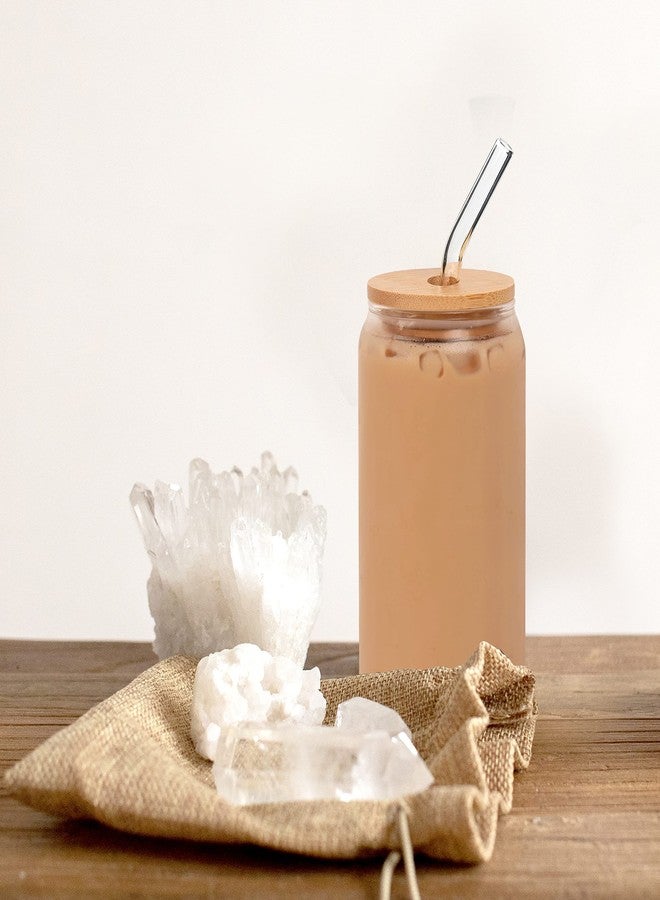 ANOTION Bamboo Lids for Can Shaped Glass, Mason Jar Lids with Straw Hole, 4 Reusable Bamboo Drinking Lid for Regular Mouth Mason Jar with 4 Reusable Glass Straw for Coffee Cup - Image 3