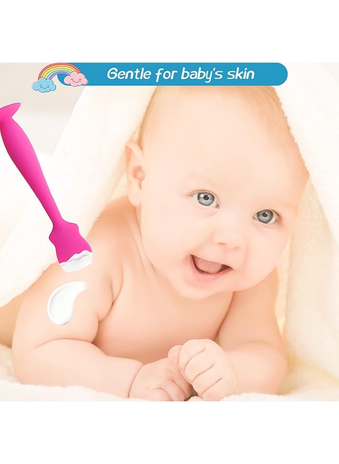 Peachjoy 2 Pack Baby Diaper Cream Spatula Applicator,Baby Butt Cream Paste Spatula,Flexible Soft Silicone Diaper Rash Cream Brush for Baby (Pink, Grey)  - Image 2