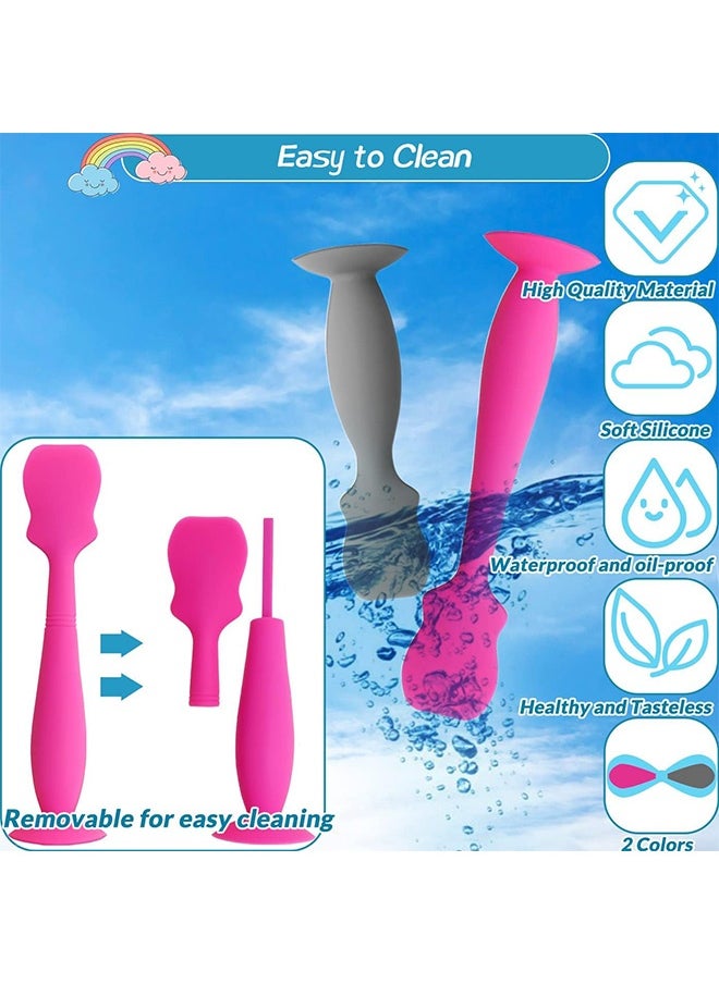 Peachjoy 2 Pack Baby Diaper Cream Spatula Applicator,Baby Butt Cream Paste Spatula,Flexible Soft Silicone Diaper Rash Cream Brush for Baby (Pink, Grey)  - Image 3