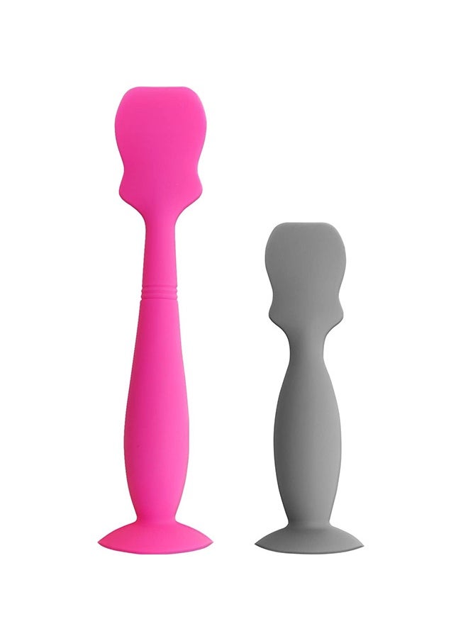 Peachjoy 2 Pack Baby Diaper Cream Spatula Applicator,Baby Butt Cream Paste Spatula,Flexible Soft Silicone Diaper Rash Cream Brush for Baby (Pink, Grey)  - Image 1