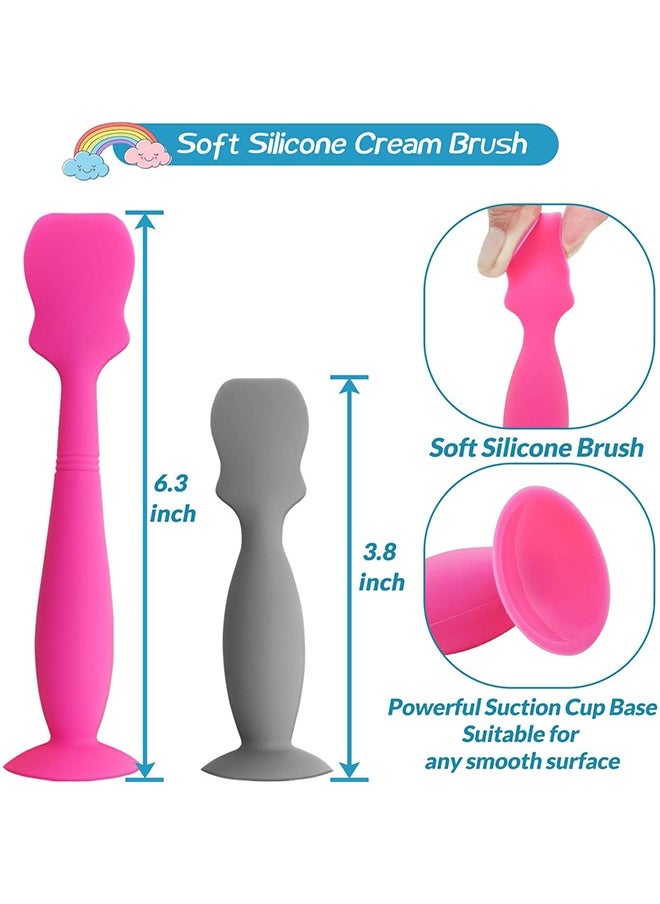 Peachjoy 2 Pack Baby Diaper Cream Spatula Applicator,Baby Butt Cream Paste Spatula,Flexible Soft Silicone Diaper Rash Cream Brush for Baby (Pink, Grey)  - Image 4