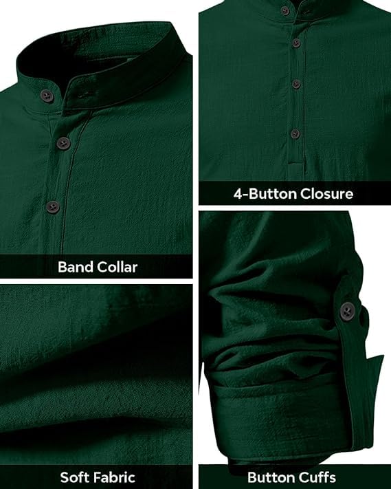 Bellstone Men’s Cotton Blend Solid Regular Fit Full Sleeve Short Kurta | Men's Trendy Short Kurta | Ethnic Stylish Casual Lightweight Summer Kurta for Daily and Occasion Use - Image 5