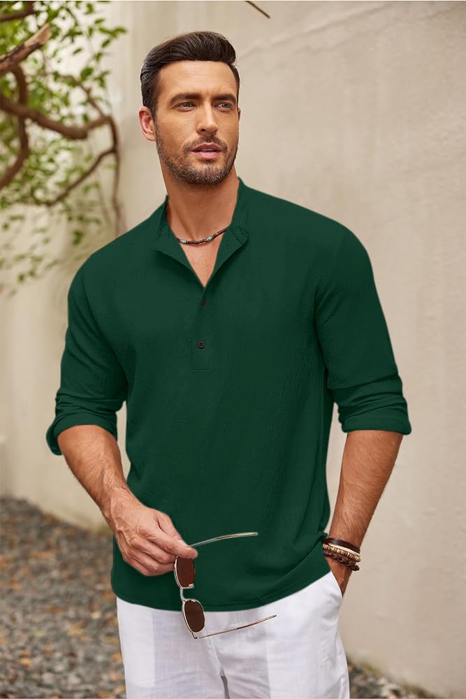 Bellstone Men’s Cotton Blend Solid Regular Fit Full Sleeve Short Kurta | Men's Trendy Short Kurta | Ethnic Stylish Casual Lightweight Summer Kurta for Daily and Occasion Use - Image 2