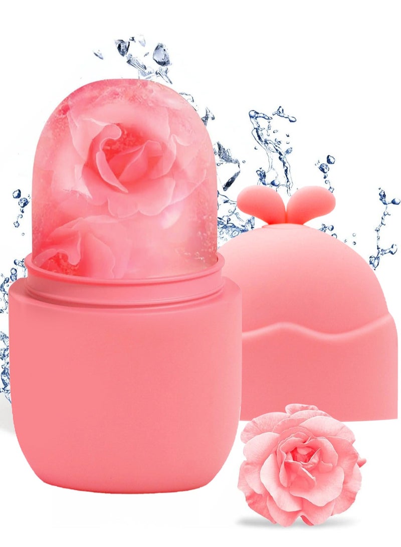 Loquat Ice Roller for Face, Beauty Facial Massage, Glow Cube for Face, Skin Care Tools for Eye Wrinkles, Ainkcne Puffiness Relief (Pink) - Image 1