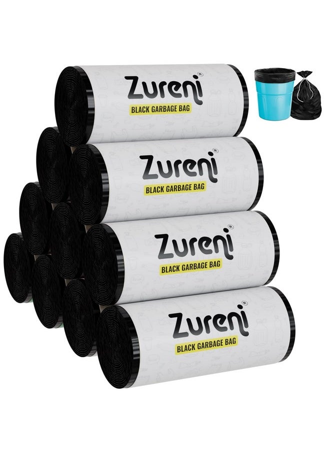 Zureni Zureni Garbage Dustbin Bags (Medium, 48 x 53 cm or 19" x 21") Drawstring Anti-drip Trash Waste Basket Bag for Kitchen Office Warehouse Pantry (Black, 10 x 30 Pcs/Roll)  - Image 1