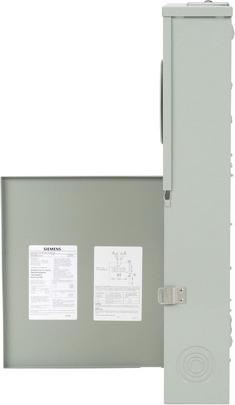 Siemens MC0408B1200T 4 Space 8 Circuit 200Amp Main Breaker Meter Combination With A Ring Typecover - Image 3