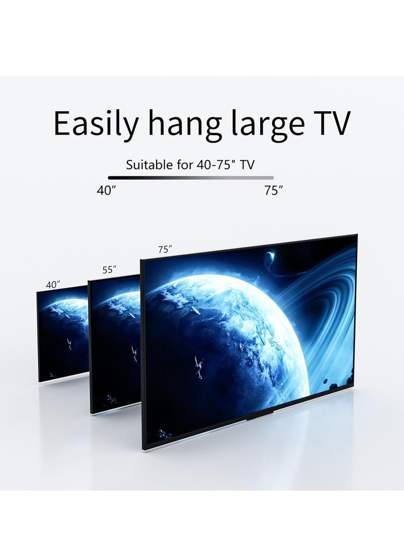 White Floor TV Stand Universal TV Stand Height Adjustment TV Mount Stand Floor TV Table Monitor Display TV Mount with Tray Shelf for 40-75 Inch Max VESA 600×400mm Holds up to 40 KG