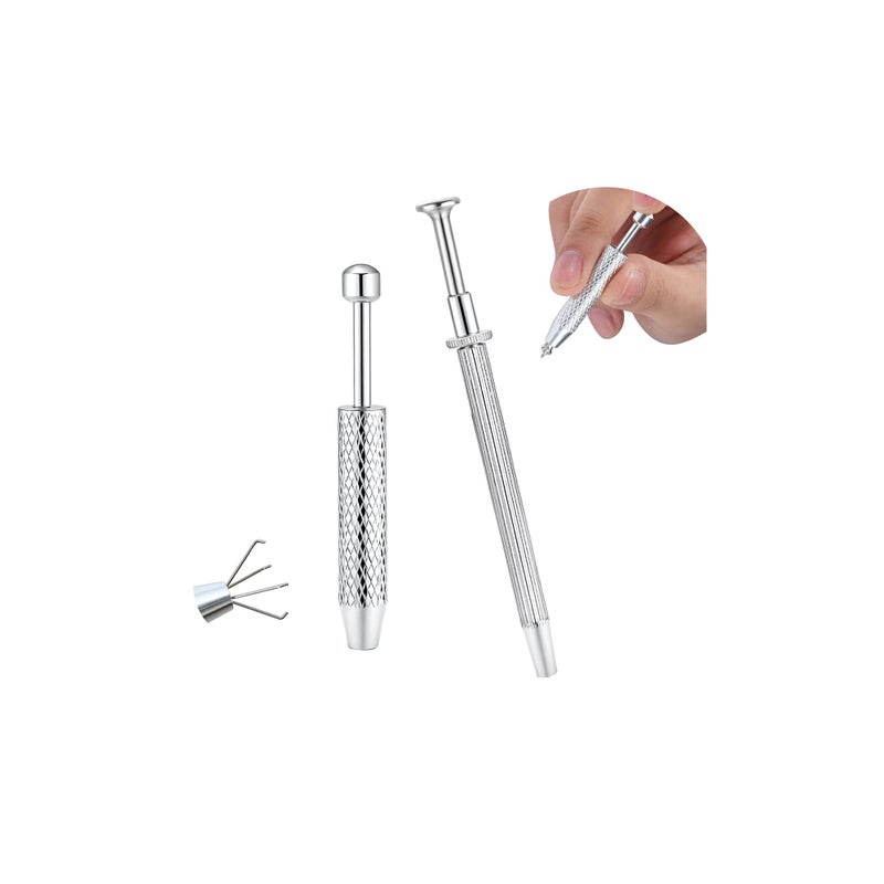GEMQUEEN Piercing Ball Grabber Reacher Tool - Stainless Steel Piercing Jewelry Tools 4 Claw Holder Removal Pick Up Assistant Tool for Changing Jewelry IC Chip Electronic Components Small Parts 2 Pcs - Image 1