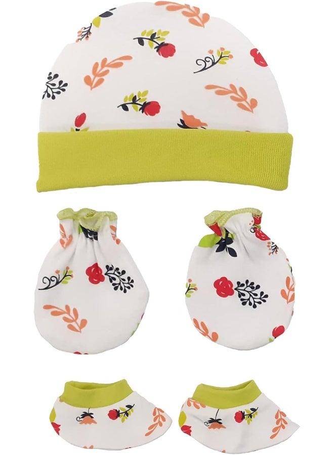 Luvlap Luv Lap 100% Cotton Baby Caps, Mittens and Booties Combo Set for 0-6 Months - Pack of 2 (Assorted) - Image 4