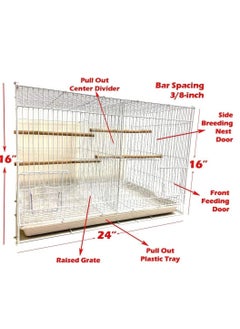 vsell24 Light Weight Hanging Bird Cage For Small And Medium Birds Parakeets, Parrot, Cockatiels, Canary, Finch, Budgie, Lovebirds Bird Cage Divided Into Two 60X42X41cm  - Image 3