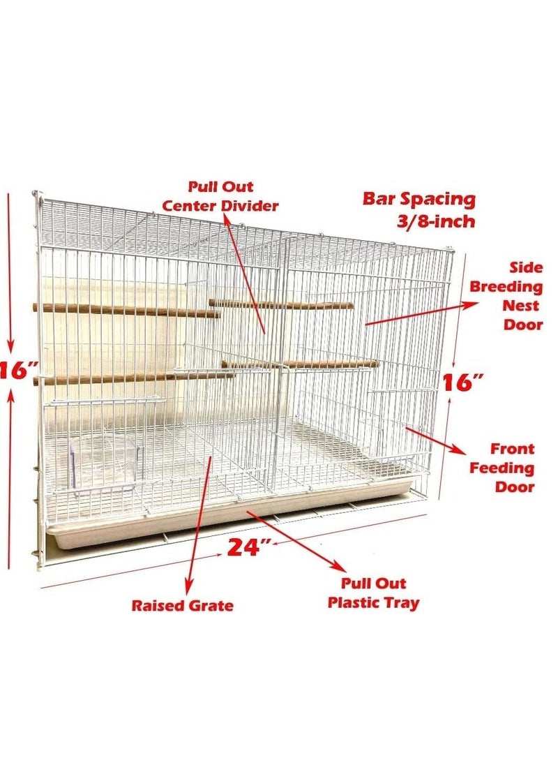 vsell24 Light Weight Hanging Bird Cage For Small And Medium Birds Parakeets, Parrot, Cockatiels, Canary, Finch, Budgie, Lovebirds Bird Cage Divided Into Two 60X42X41cm  - Image 3