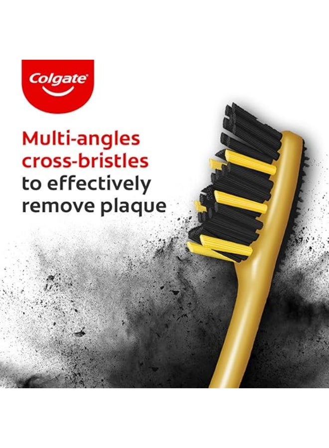 Colgate ZigZag Charcoal Soft Bristle Manual Toothbrush for adults - 4 Pcs, Removes Germs in Between Teeth, Soft-tongue cleaner, Antibacterial bristles - Image 3