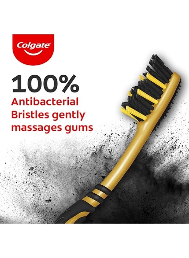 Colgate ZigZag Charcoal Soft Bristle Manual Toothbrush for adults - 4 Pcs, Removes Germs in Between Teeth, Soft-tongue cleaner, Antibacterial bristles - Image 4