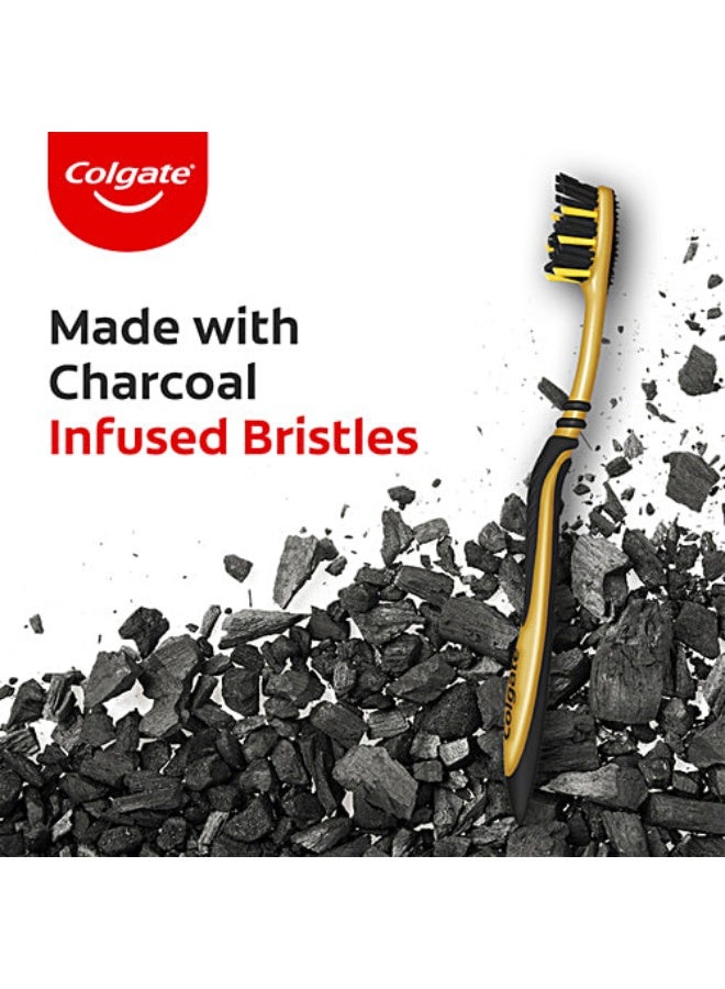 Colgate ZigZag Charcoal Soft Bristle Manual Toothbrush for adults - 4 Pcs, Removes Germs in Between Teeth, Soft-tongue cleaner, Antibacterial bristles - Image 5
