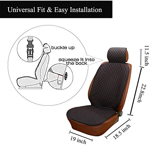 KOZI PET Faux Leather Luxury Car Seat Covers, Front Seat Protector, Universal Four Seasons Car Interior Seat Covers Pad Mat Waterproof Car Seat Cushion - Fit for Most Car, Truck, SUV, Black, 4 Pieces - Image 2