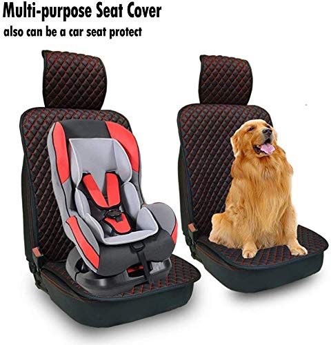 KOZI PET Faux Leather Luxury Car Seat Covers, Front Seat Protector, Universal Four Seasons Car Interior Seat Covers Pad Mat Waterproof Car Seat Cushion - Fit for Most Car, Truck, SUV, Black, 4 Pieces - Image 4