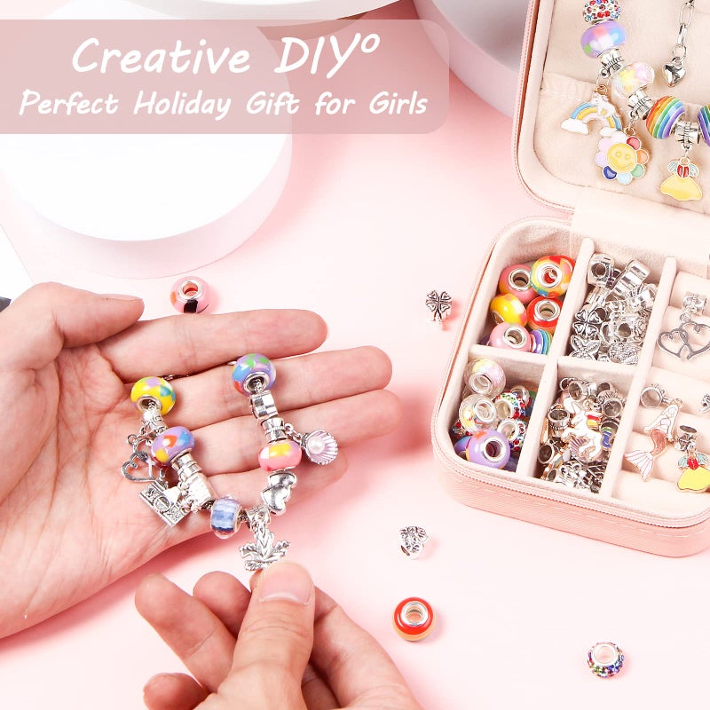UFU Charm Bracelet Making Kit Girls Beads for Jewelry Making Kit, Unicorns Arts Crafts Gifts Set for Teen Girls Age 5 6 7 8-12, with a Portable Bracelet Organizer Box - Image 2