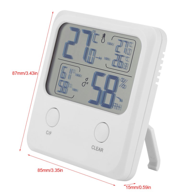 BALDR Digital Thermometer Hygrometer Easy Read LCD Screen Indoor Humidity Monitor - Temperature and Humidity Gauge With 24 Hours High Low Records for Home Office - Image 3