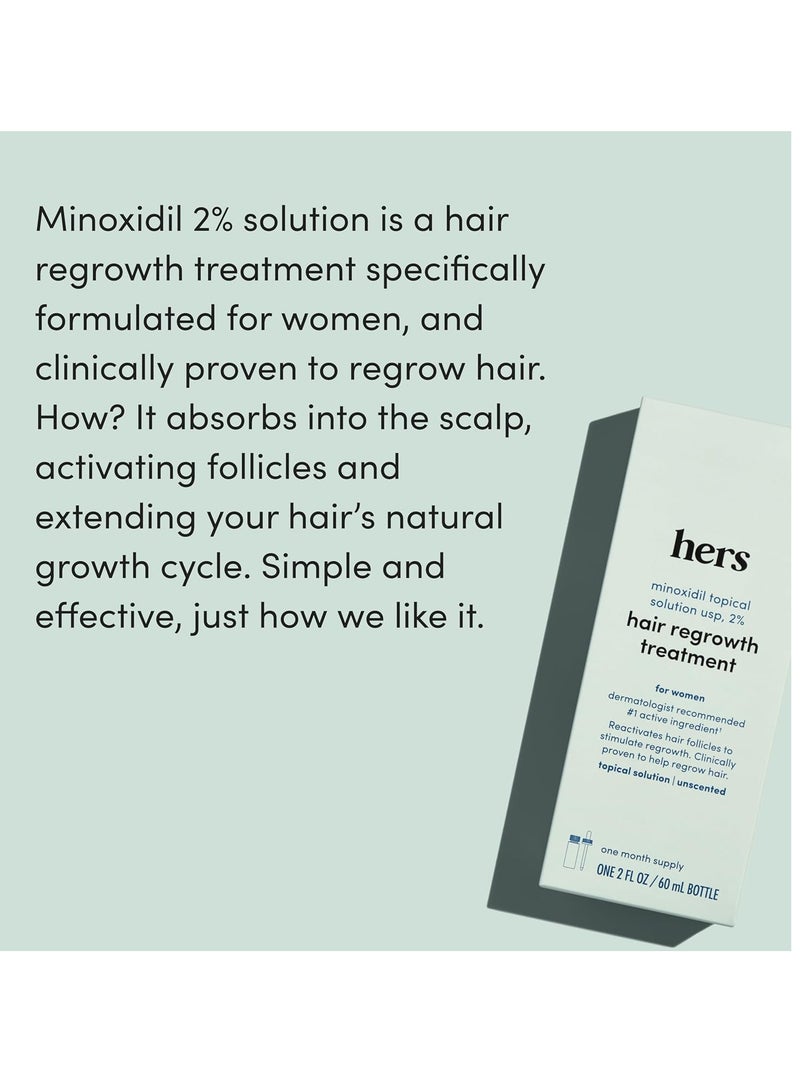 HIMS & HERS hers Hair Regrowth Treatment for Women with 2% Topical Minoxidil Solution for Hair Loss and Thinning Hair, Unscented, 2 Month Supply, 2 Pack - Image 3